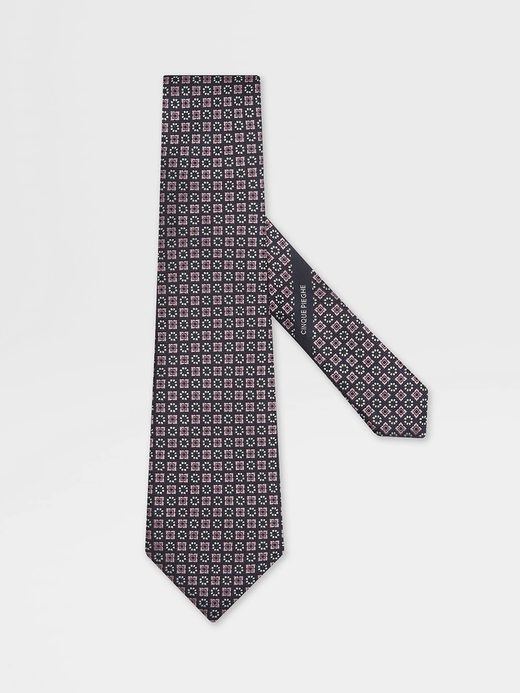 Corbata de seda rosa CINQUE PIEGHE
