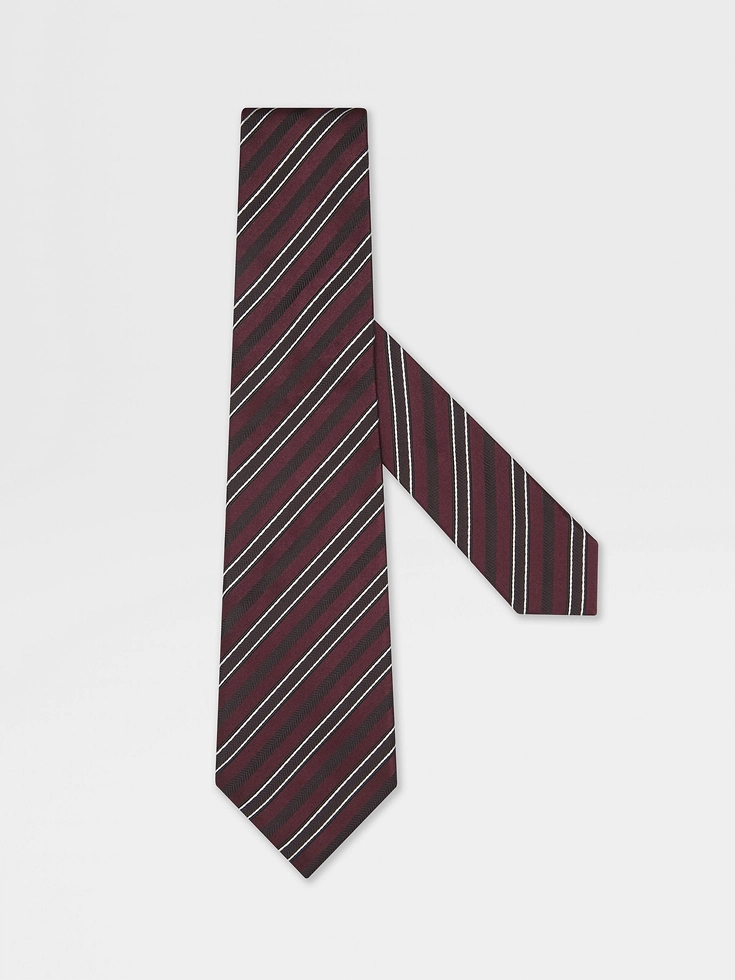 Corbata de seda y algodón burdeos