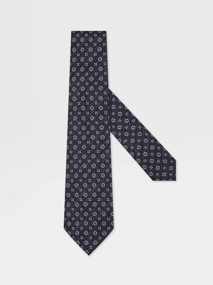 Corbata de seda y lino azul marino