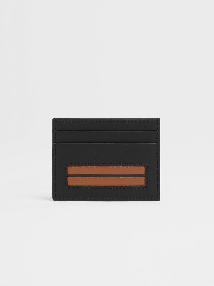 Estuche para tarjetas de cuero negro