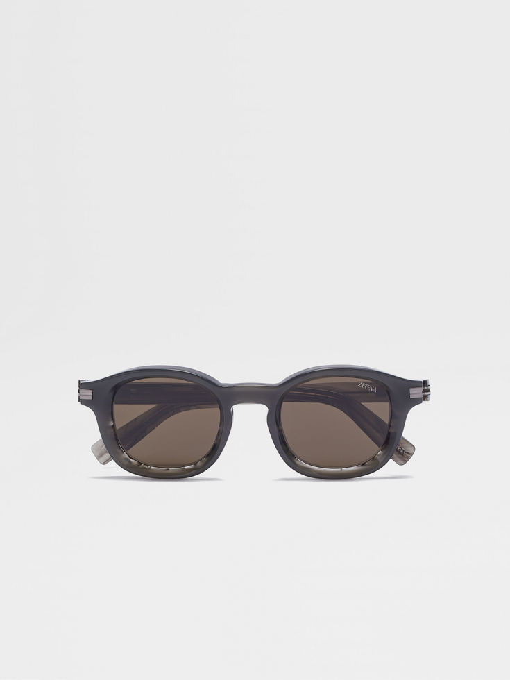 Gafas de sol Aurora I de acetato en gris ópalo y gris rayado