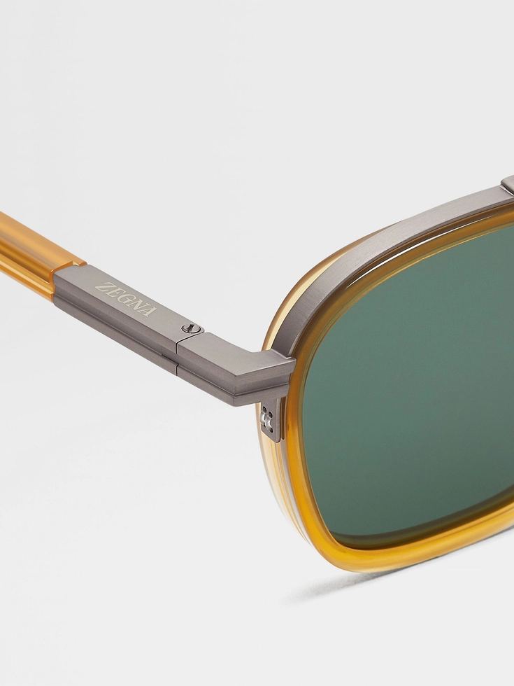 Gafas de sol Orizzonte I de acetato y metal amarillo oscuro