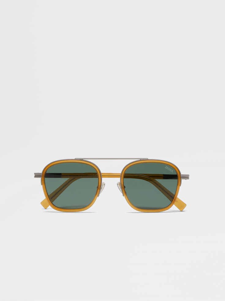 Gafas de sol Orizzonte I de acetato y metal amarillo oscuro