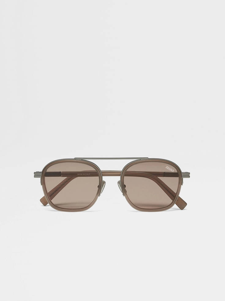 Gafas de sol Orizzonte I de acetato y metal en marrón claro