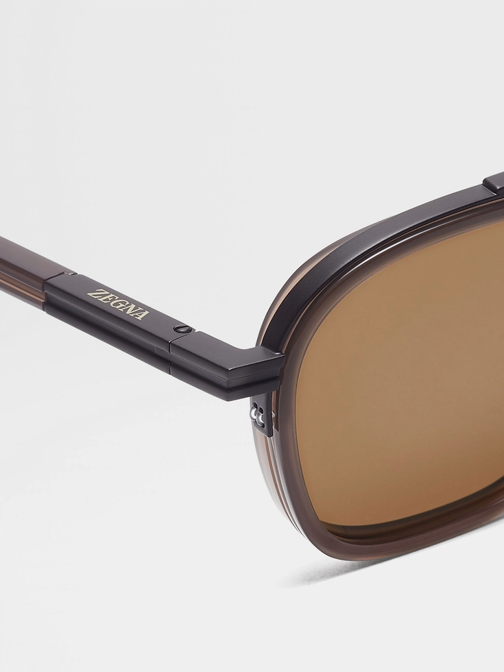 Gafas de sol Orizzonte I de acetato y metal en marrón oscuro