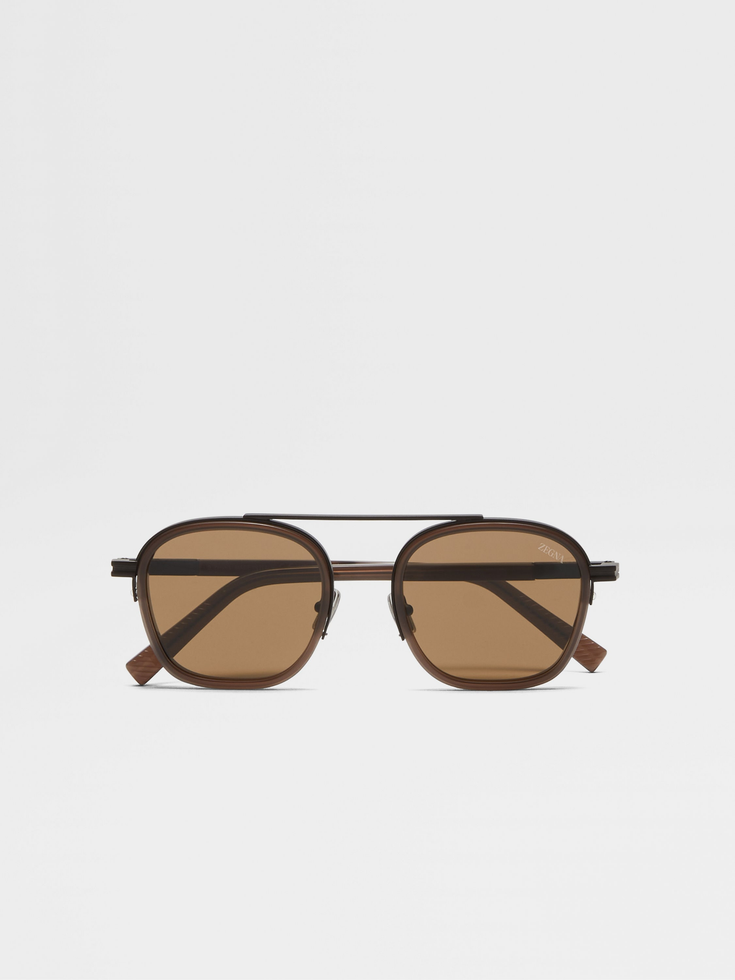 Gafas de sol Orizzonte I de acetato y metal en marrón oscuro