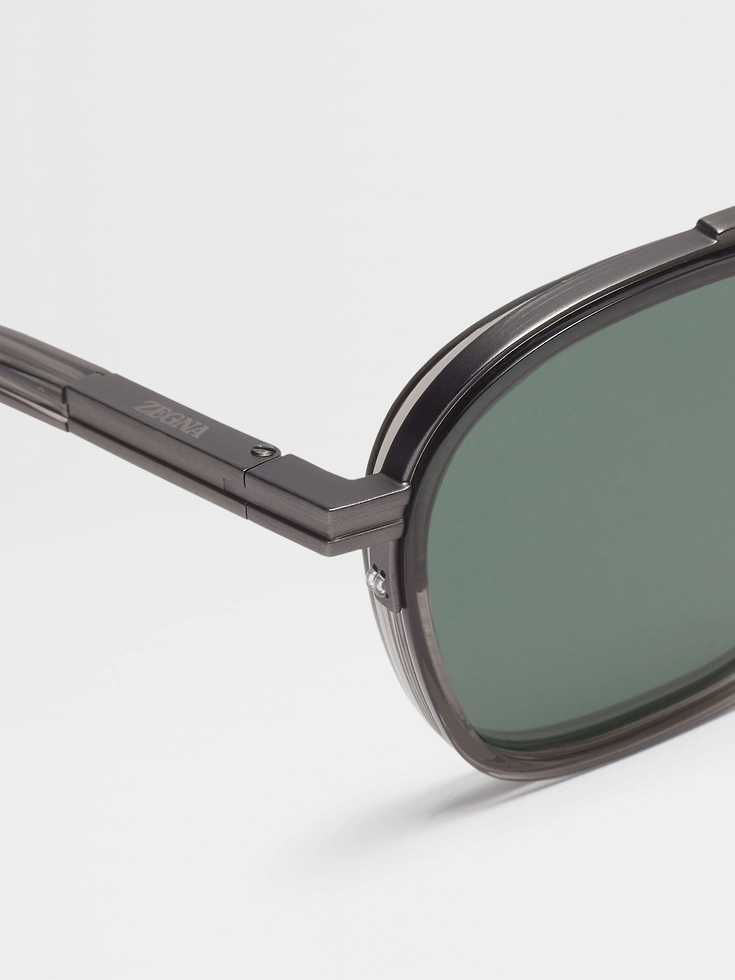 Gafas de sol Orizzonte I de acetato y metal gris oscuro transparente