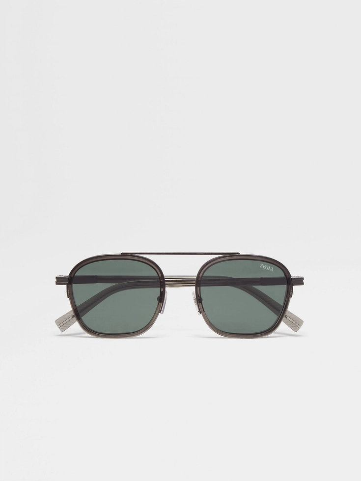 Gafas de sol Orizzonte I de acetato y metal gris oscuro transparente