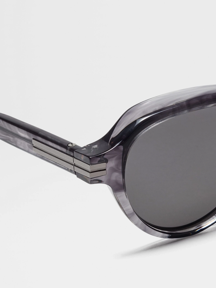 Gafas de sol de acetato Havana gris transparente