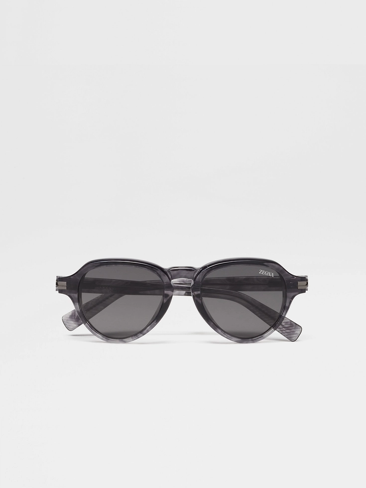 Gafas de sol de acetato Havana gris transparente