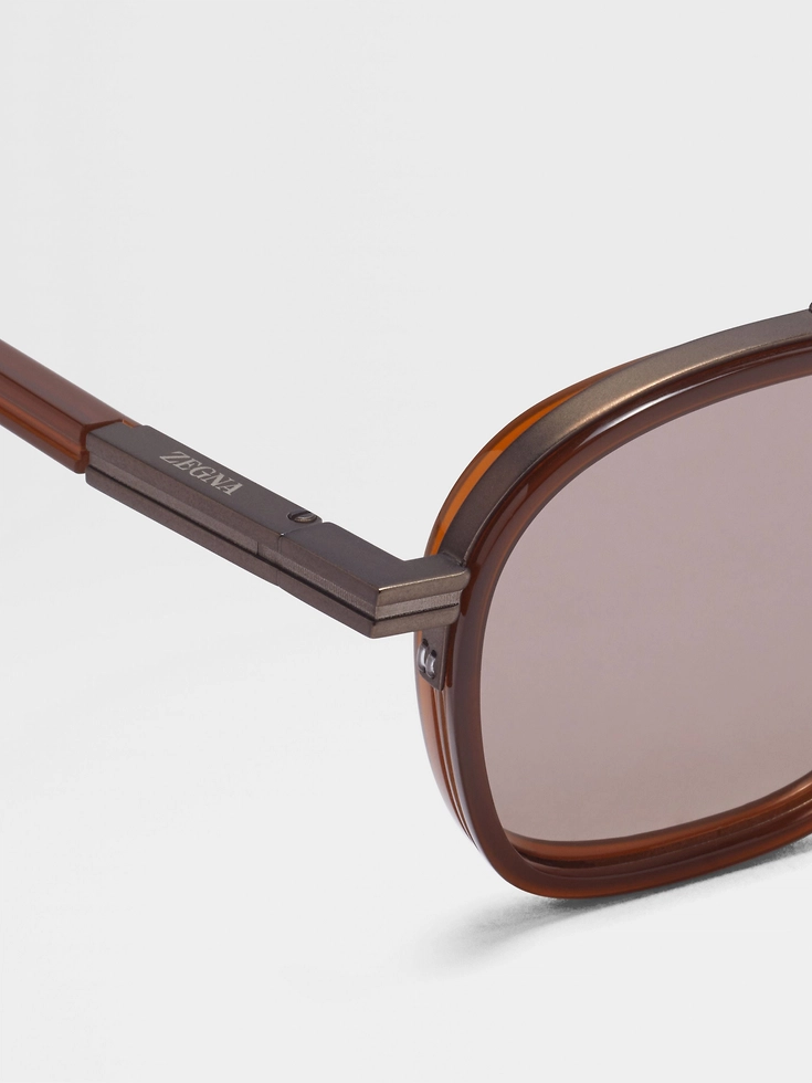Gafas de sol de acetato y metal Orizzonte I de follaje oscuro