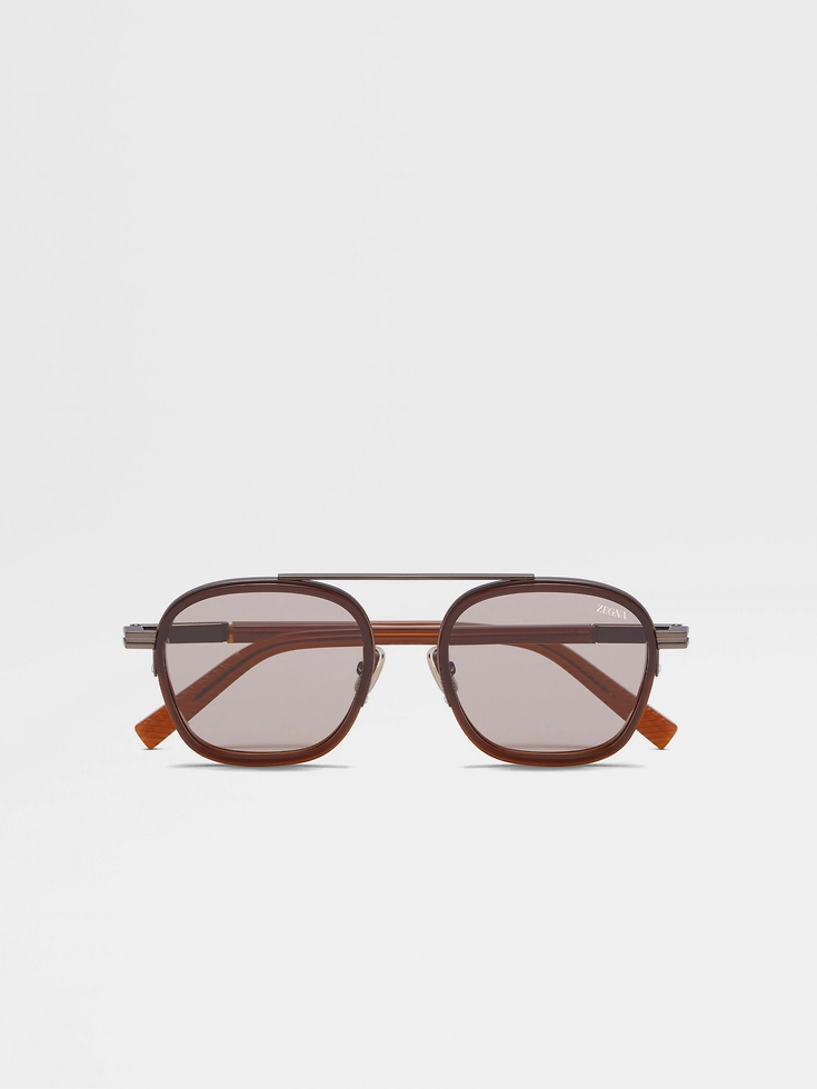 Gafas de sol de acetato y metal Orizzonte I de follaje oscuro