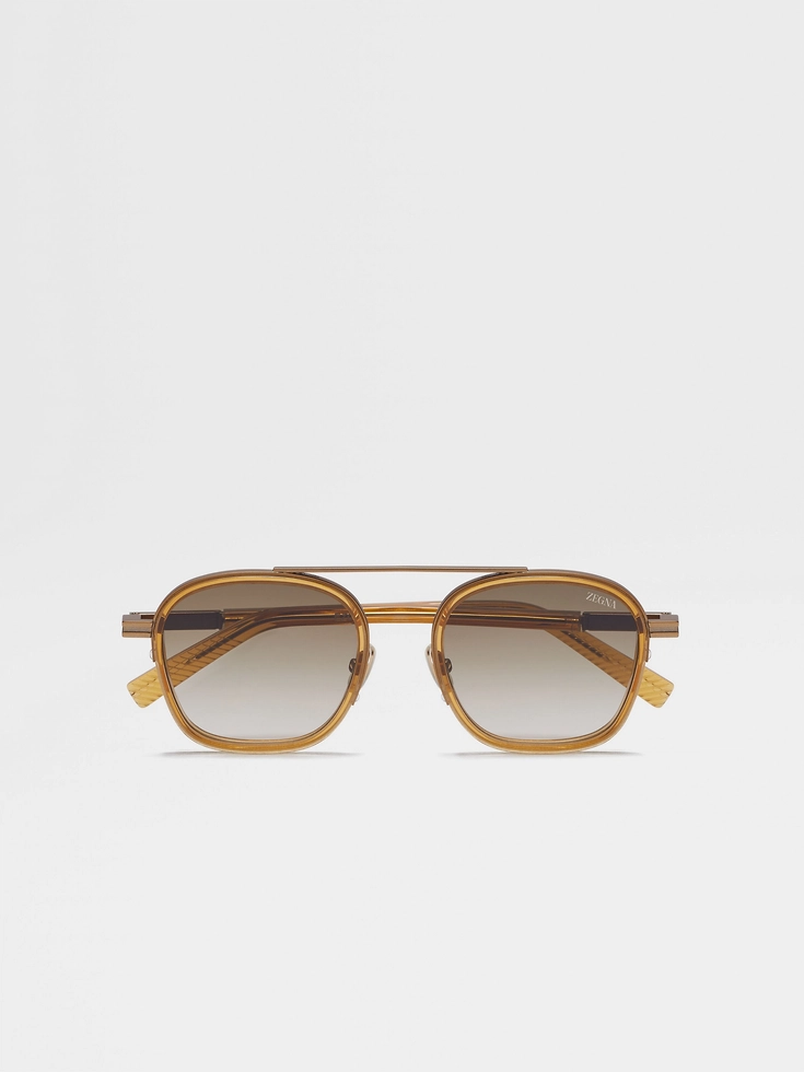 Gafas de sol de acetato y metal Orizzonte I de jarabe dorado transparente