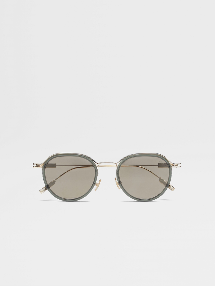 Gafas de sol de acetato y metal en verde transparente y dorado pálido