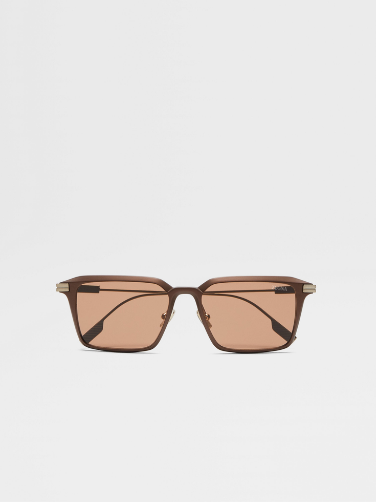 Gafas de sol de aluminio y metal de color marrón oscuro