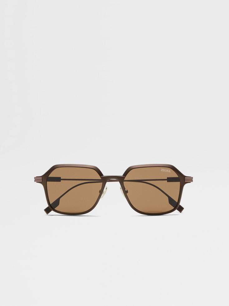 Gafas de sol de aluminio y metal de color marrón oscuro