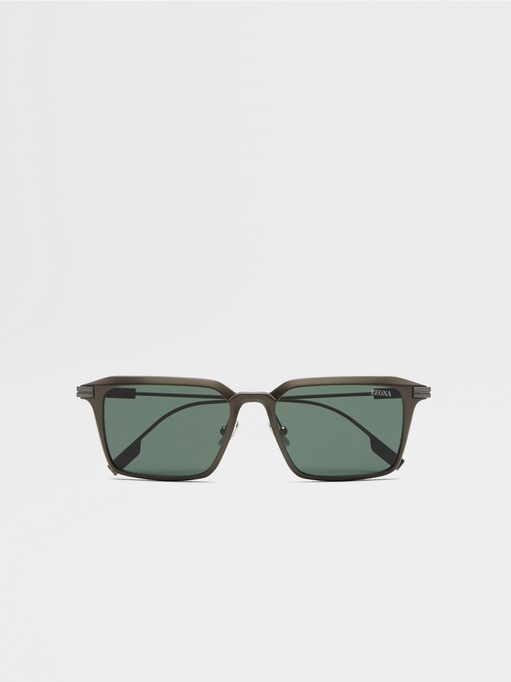 Gafas de sol de aluminio y metal verde oscuro