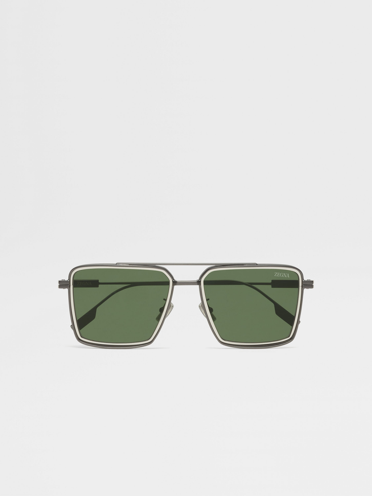 Gafas de sol de metal satinado en tono gunmetal