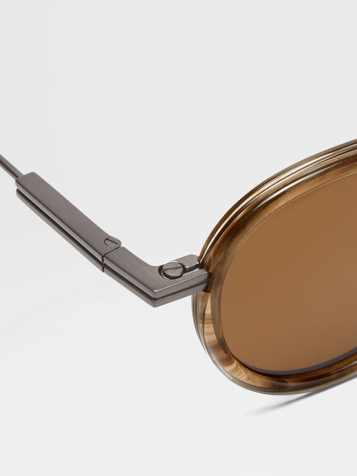 Gafas de sol de titanio y acetato color marrón habano
