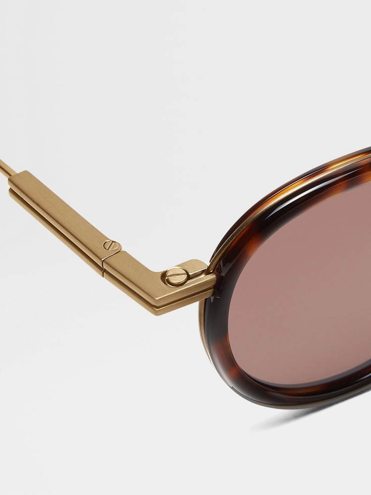 Gafas de sol de titanio y acetato color marrón habano