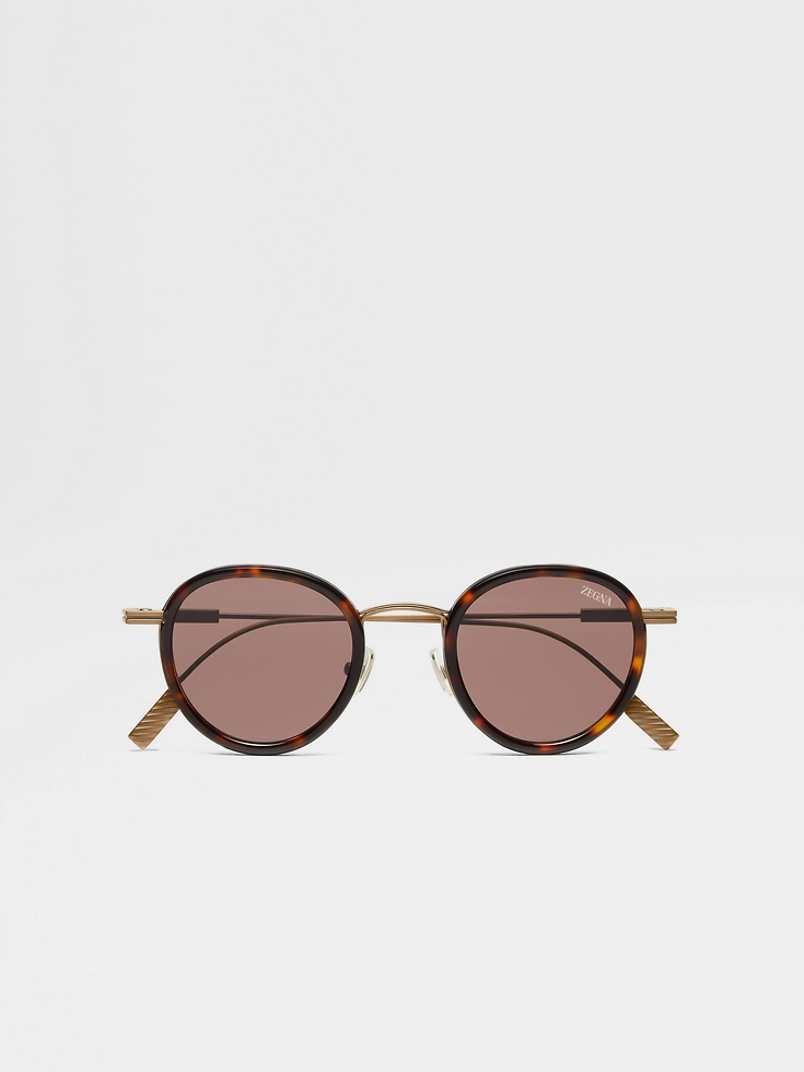 Gafas de sol de titanio y acetato color marrón habano