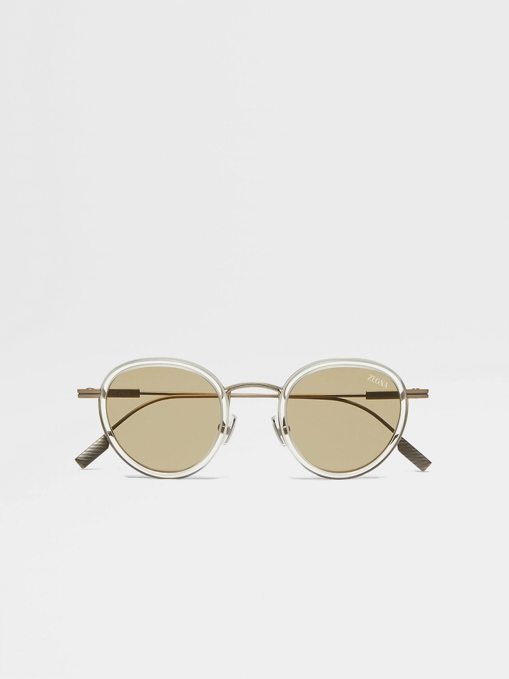 Gafas de sol de titanio y acetato en beige claro transparente