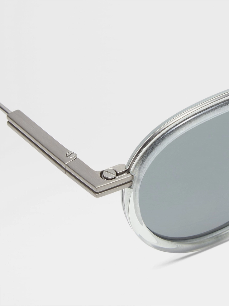 Gafas de sol de titanio y acetato verde claro transparente