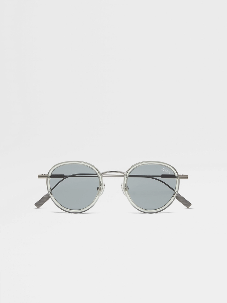 Gafas de sol de titanio y acetato verde claro transparente