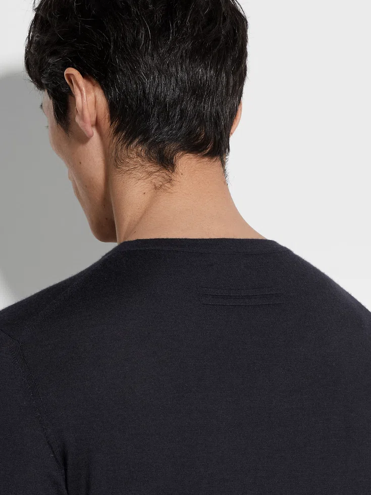 Jersey de cuello redondo Cashseta azul marino jaspeado