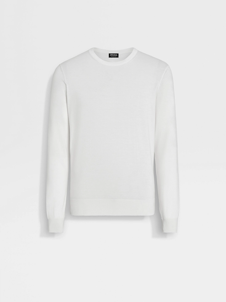 Jersey de cuello redondo Cashseta blanco jaspeado