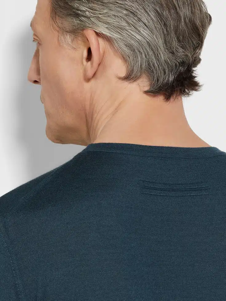 Jersey de cuello redondo Cashseta jaspeado en azul verdoso oscuro
