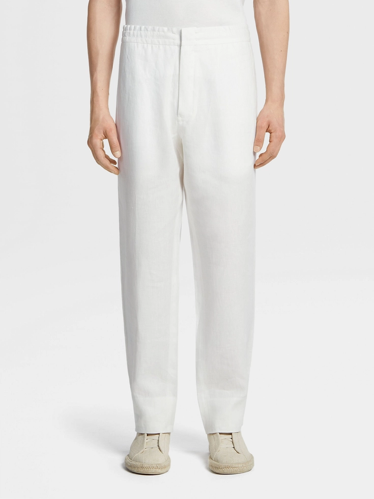 Joggers de lino blanco