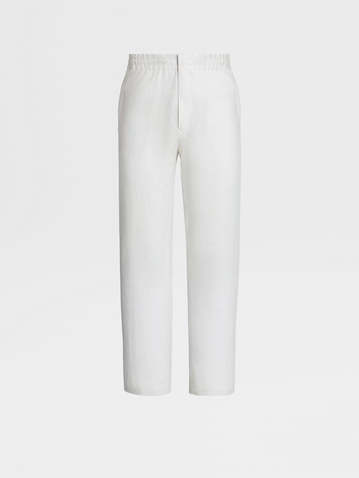 Joggers de lino blanco