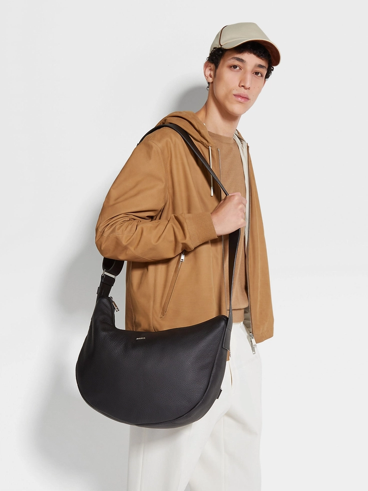 Minibolso hobo Panorama de piel de ciervo negra