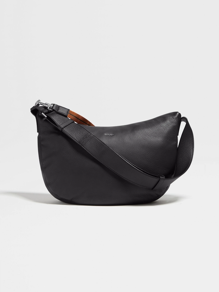 Minibolso hobo Panorama de piel de ciervo negra