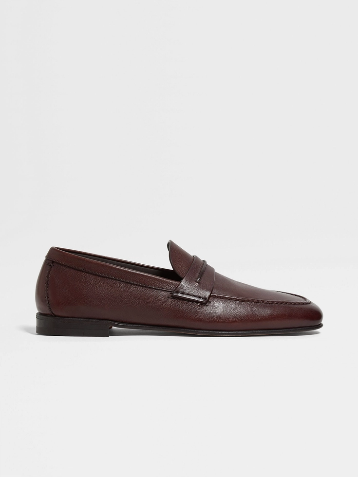 Mocasín de piel de grano natural marrón claro