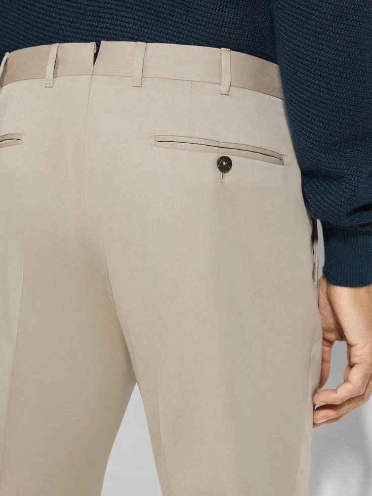 Pantalones Centoventimila de algodón y lana en color topo claro