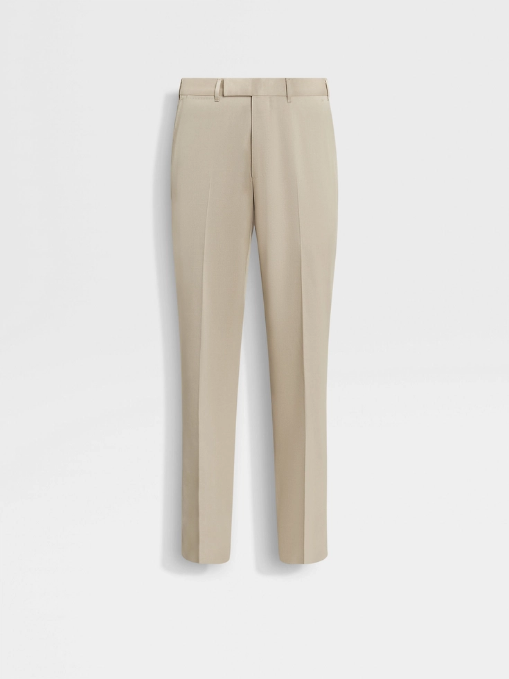Pantalones Centoventimila de algodón y lana en color topo claro