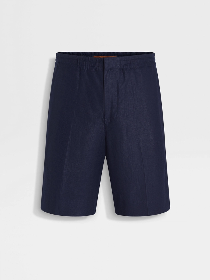Pantalones cortos de lino Oasi azul tinta