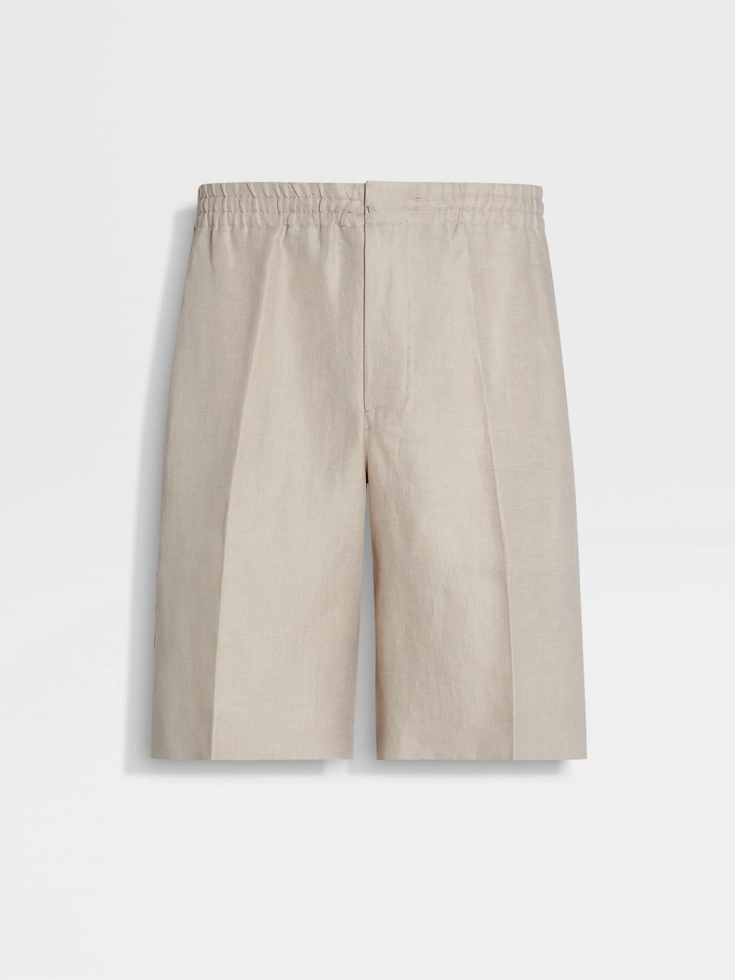 Pantalones cortos de lino Oasi beige claro