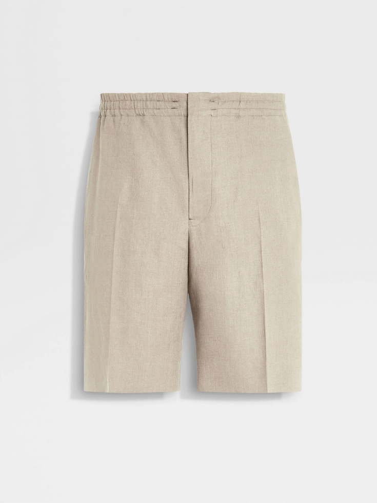 Pantalones cortos de lino Oasi color topo claro