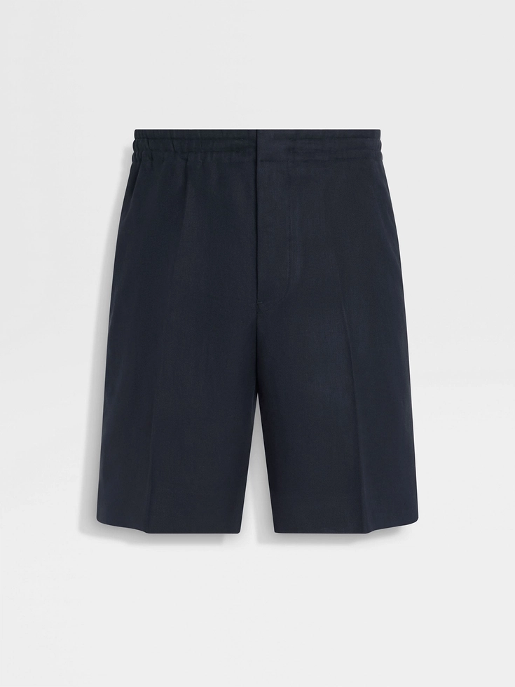 Pantalones cortos de lino azul marino Oasi