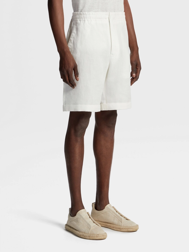 Pantalones cortos de lino blanco