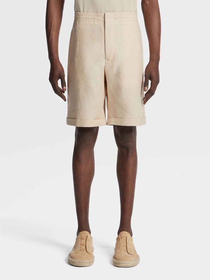 Pantalones cortos de lino blanco roto
