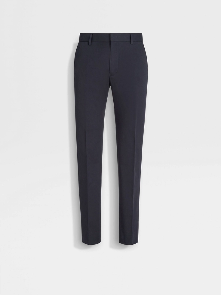 Pantalones de algodón elástico azul marino