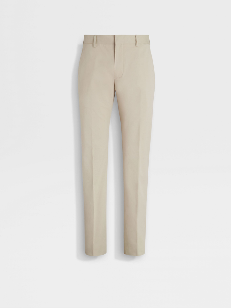 Pantalones de algodón elástico en color blanco roto