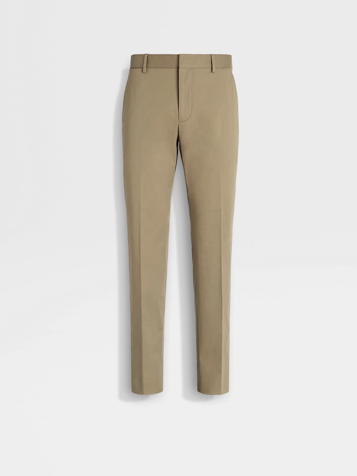 Pantalones de algodón elástico marrón claro