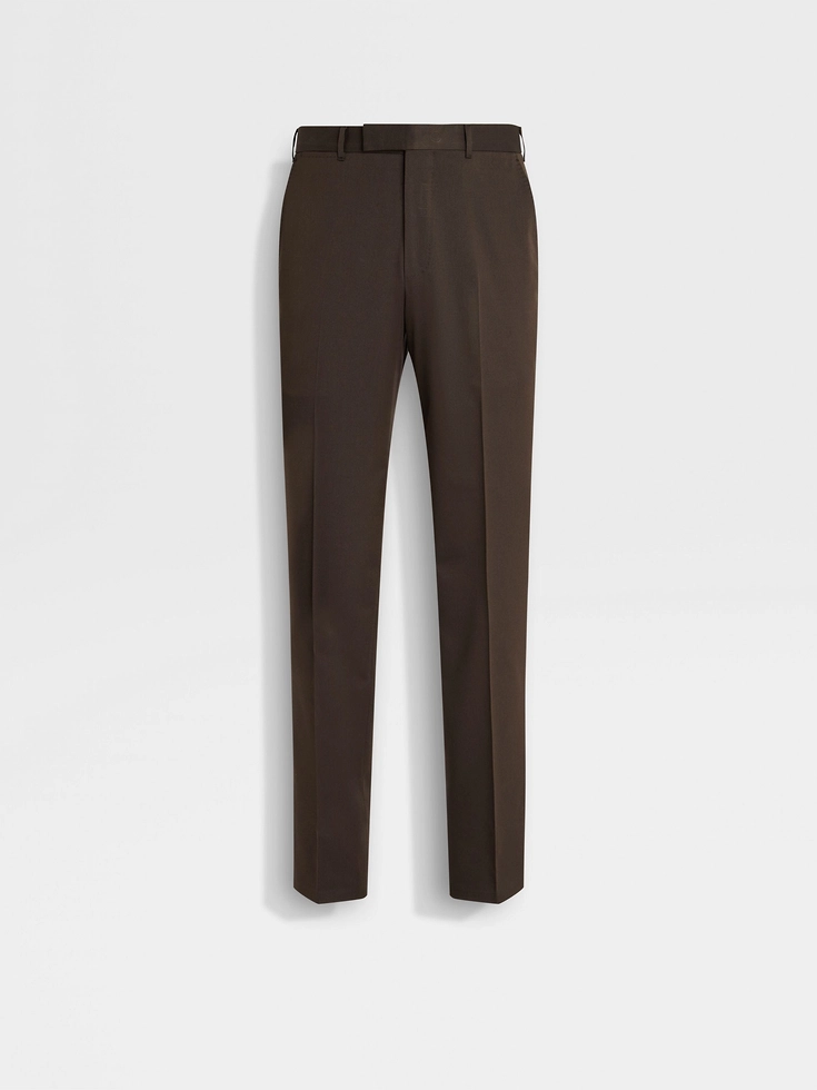 Pantalones de algodón y lana Centoventimila marrón oscuro
