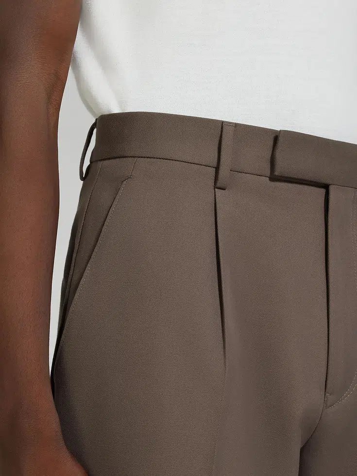 Pantalones de algodón y lana color topo oscuro