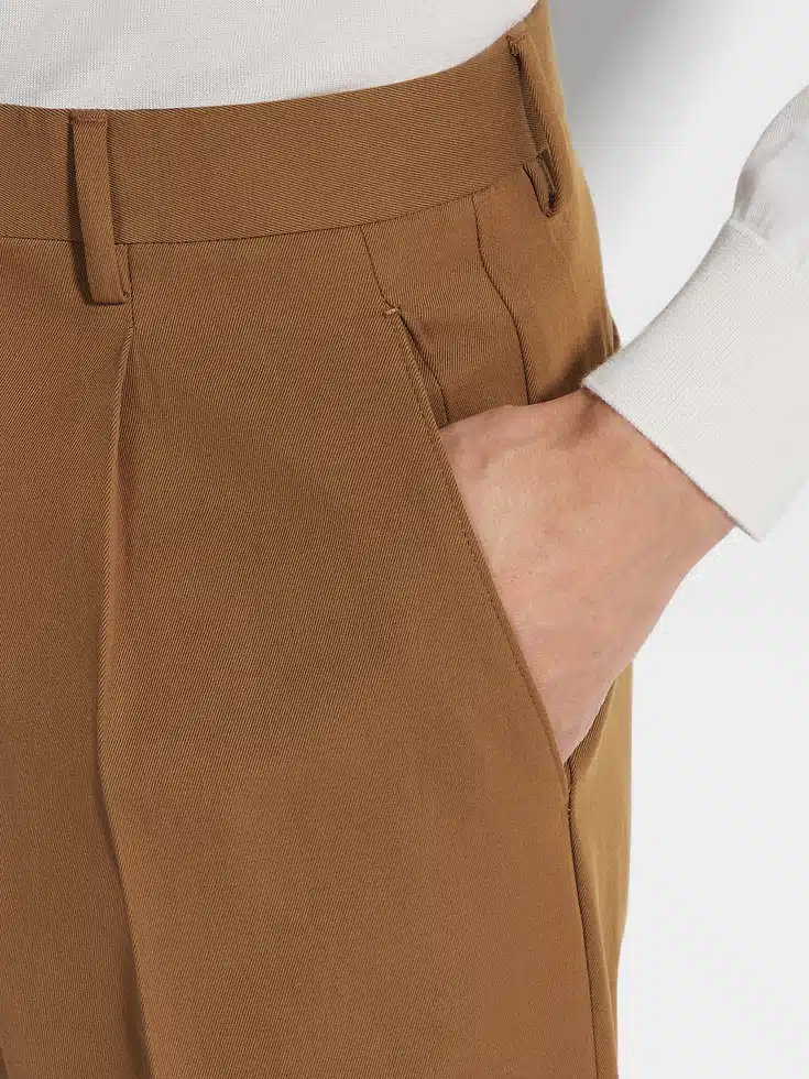 Pantalones de algodón y lana con follaje oscuro